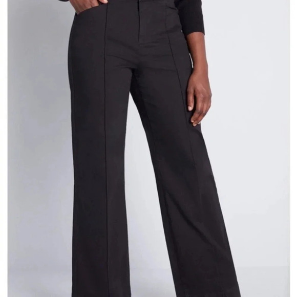 MODCLOTH "The Style Is Yours" Wide Leg Trousers front seam Pants Black Size 10 - Picture 5 of 8